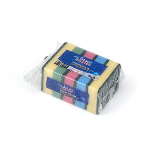 5 SPUGNE  C/FIBRA COLORATE 3.4X7.5X11
